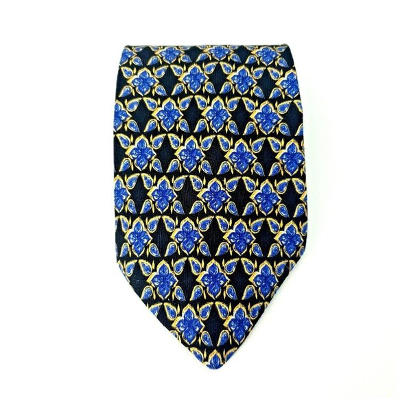 Geoffrey Beene Other - Geoffrey Beene Mens Dress Tie Suit Imported Fabric Made In USA Silk Black Blue